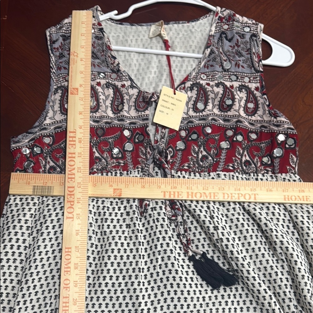 Anthropologie Red, Black & White Printed Maxi Dress - Picture 13 of 15